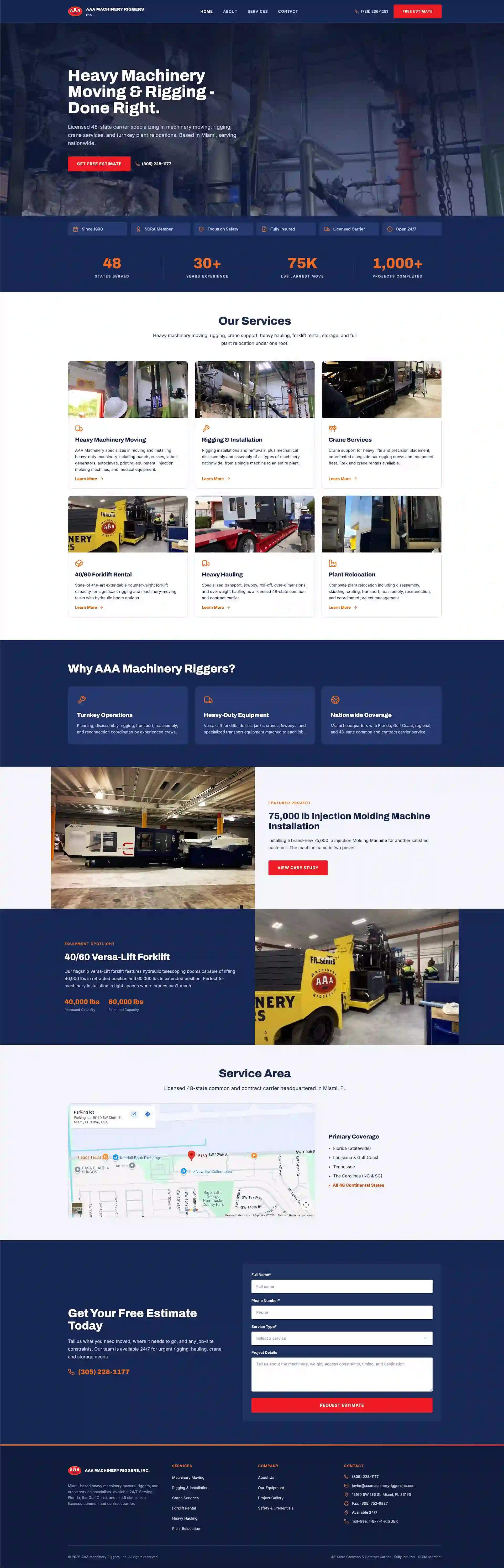 AAA Machinery Riggers, Inc. Screenshot